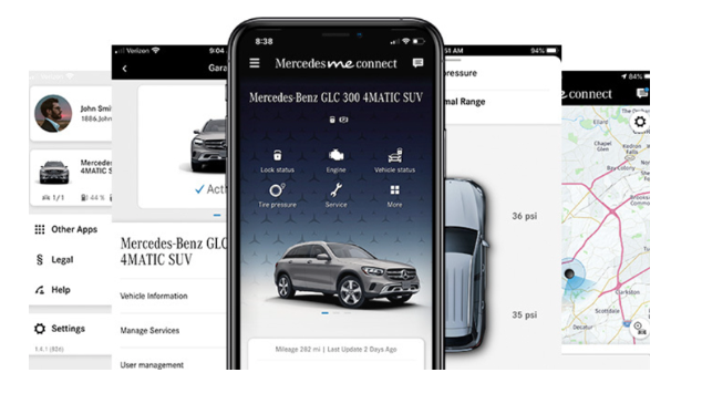 mercedes me connect app shown on mobile phone
